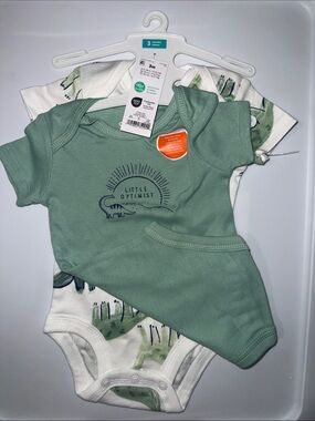 Carter's Green "Little Optimist" Baby One-Piece Bodysuit Set